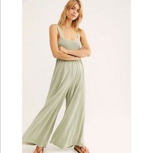 Free People Smocked Homecoming Jumpsuit - XS